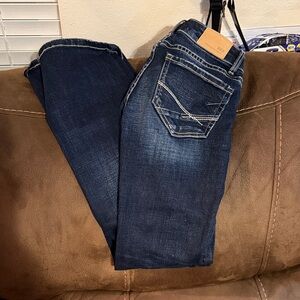 BKE Dark Wash Stella slim fit/boot cut/low rise denim jeans